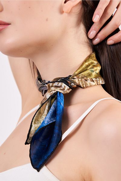 Nomads Felt 100% Silk Scarf Bandana| Van Gogh Church At Auvers