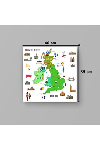 MapofX Kanvas Ingiltere Haritası Illüstrasyon