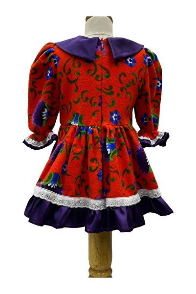 TerzidenAl Turuncu Çiçekli Pazen Elbise + Şapka