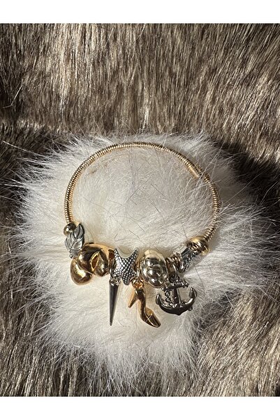 Everglow Jewelry Charm Detaylı Gold Çelik Bileklik