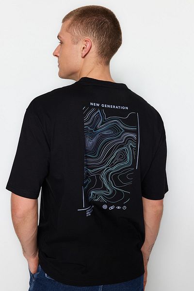 Trendyol Collection Βαμβακερό μπλουζάκι με μαύρη στάμπα - TMNSS23TS00238