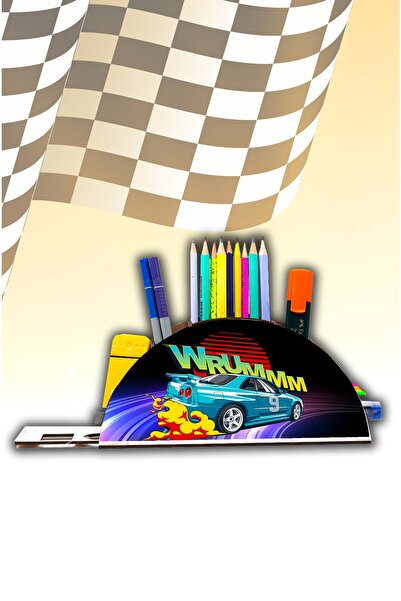 Notpa حامل قلم مكتبي خشبي Vip Wrummm مع منظم مسطرة بألوان قوس قزح للأطفال Vip119