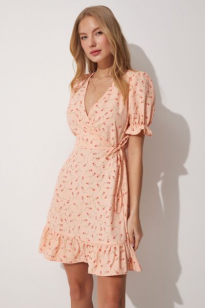 Happiness İstanbul Geblümtes Wickelkleid aus Webstoff