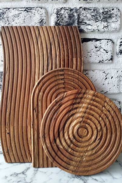 SürLaz طبق تقديم طبق عشاء لوح عرض خشبي طقم من 3 قطع