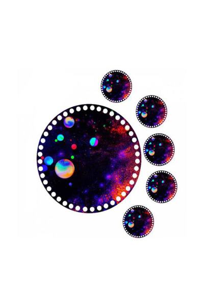 GRAFİLLİ DESİGN لوحة قاعدة صينية خشبية محبوكة بطبعات جالاكسي دائرية مقاس 30 س...