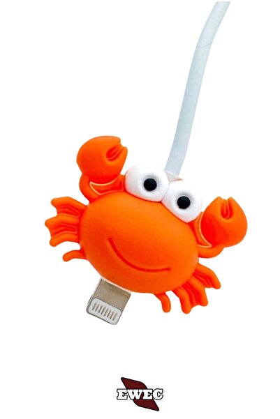 EWEC Yengeç Figürlü Sevimli Usb Kablo Koruyucu, Silikon Şarj Kablosu Koruyucu
