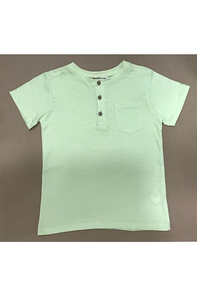 Çikoby Boy's Linen Textured Front Placket T-Shirt