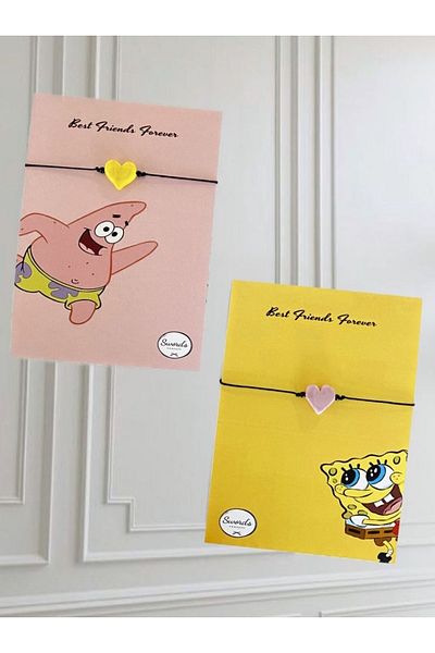 SWORDS CONCEPT Murano Glass SpongeBob and Patrick Double Companionship Bracelet - Gift