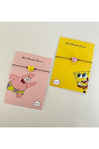 SWORDS CONCEPT Murano Glass SpongeBob and Patrick Double Companionship Bracelet - Gift