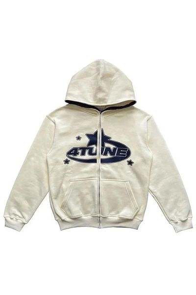 Köstebek Hanorac cu glugă cu fermoar din țesătură groasă albă 4tune (unisex).