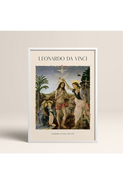 HOMEPACK Επιτραπέζιο ζωγραφικής με λευκό ξύλινο πλαίσιο Καλλιτεχνική μοντέρνα διακόσμηση τοίχου (DAVINCI01-WHITE-40X60)