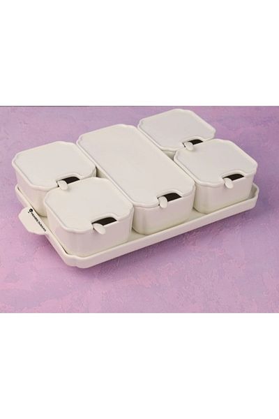 Paşham AVM Arow Porcelain 5-Piece Breakfast Bowl with Cover and Spoon