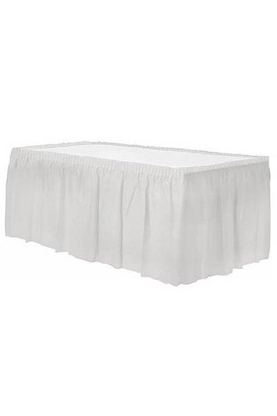 Roll-Up White Plastic Table Skirt 75x4,26 cm