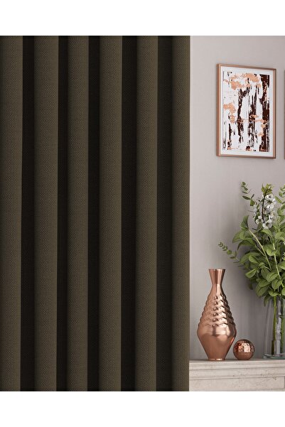 Altındaş Tekstil Keten Fon Perde Ekstrafor Büzgülü (PİLESİZ) Tek Kanat Acı Ka...