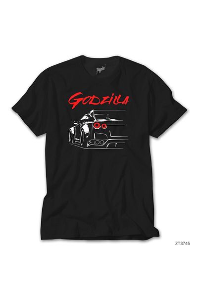 Z zepplin Μαύρο T-Shirt Nissan Gtr Godzilla