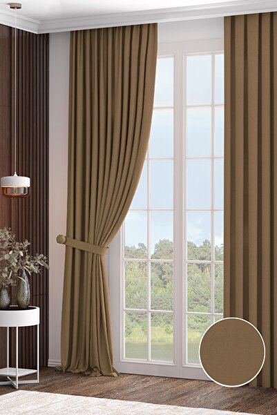 Altındaş Tekstil Petek Fon Perde Ekstrafor Büzgülü (PİLESİZ) Tek Kanat Camel ...