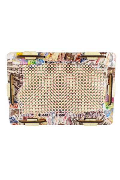 Sav Moda Para Box, Hedef Kutu 10.000 Usd,tl,euro,sterlin,frank Hedefli Kumbara, Para Desenli Tasarım Kumbara