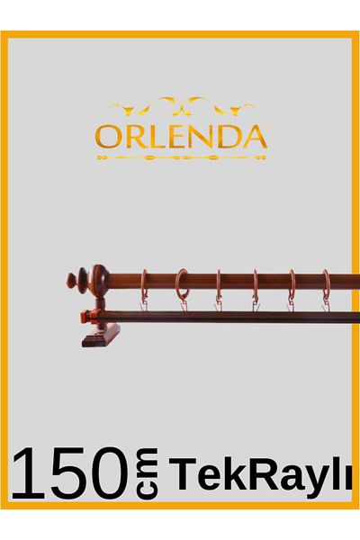 Orlenda Cherry Wood Headed Aluminum Pipe Rustic Curtain Hanger Single Rail 150 Cm