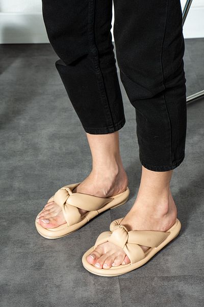 Ayax Skin Cross Braided Puff Women's Slippers