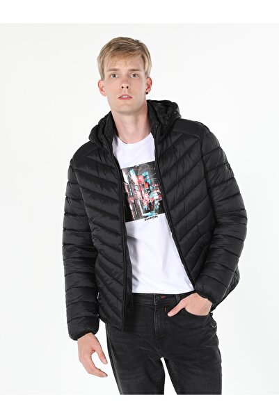 Colin's Slim Fit Hooded Puffer μαύρο ανδρικό παλτό