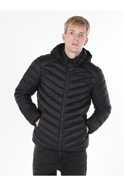 Colin's Slim Fit Hooded Puffer μαύρο ανδρικό παλτό