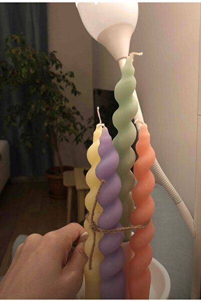 MUMBOX 4’lü Spiral Burgu Şamdan Dekoratif Mum