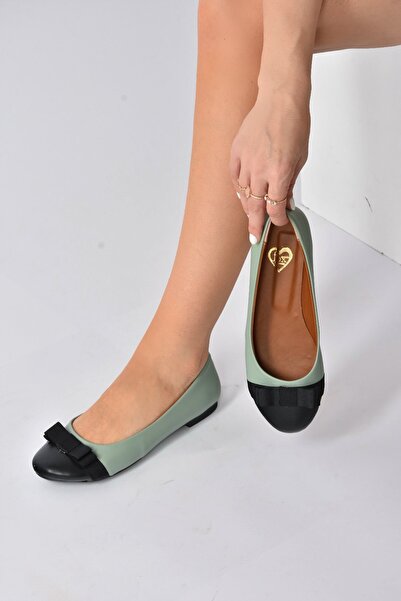 Fox Shoes Női zöld, fekete balerinák