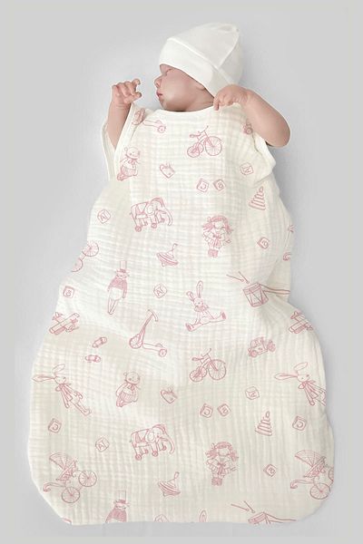 Tuğba Kuğu 4 Layers Muslin Baby Sleeping Bag (0-18 MONTHS) - Vintage Pink Toys