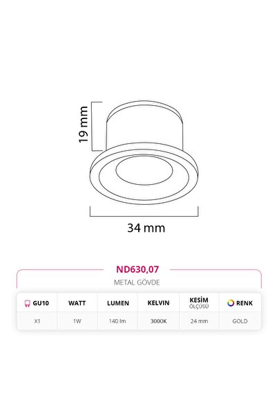 NEVO Sıva Altı Yıldız Spot Gold 1w Gün Işığı Nd630
