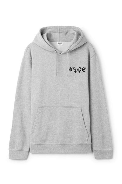 DEEPSENCE Men's Hooded Sweatshirt Fish Back Print Gray