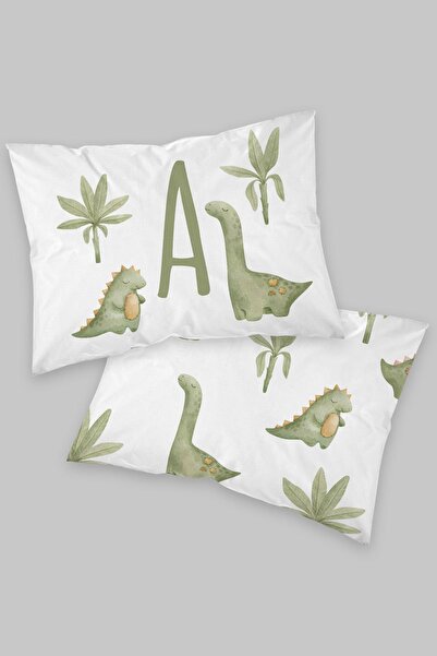 Tuğba Kuğu 2'li Yastık Kılıfı (35X45) Somon Unicorn - Harf Serisi - A Harfi