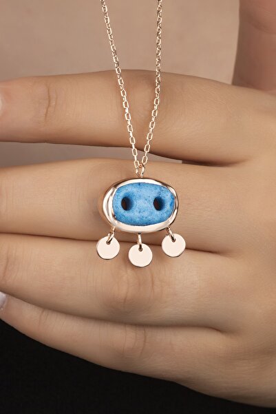 Silvano Jewelry 925 Ayar Gümüş Rose Süryani Gözü Kolye