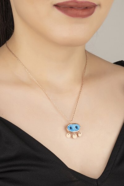 Silvano Jewelry 925 Ayar Gümüş Rose Süryani Gözü Kolye