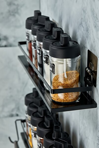 vipgross 2 Pcs Metal Adhesive Kitchen 8 Pcs Spice Jar Set (30CM X 10CM)