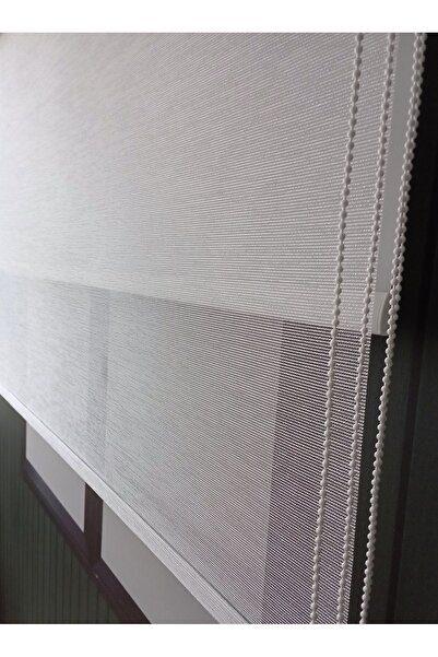 Lotus Yeni Sezon Çift Mekanizmalı Trend Gümüş Simli Tül Stor Perde - Simv1