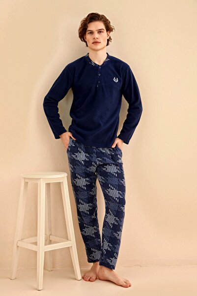 nisaNCa Χειμερινό ανδρικό σετ πιτζάμες Fleece - Πυτζάμες Keep Warm