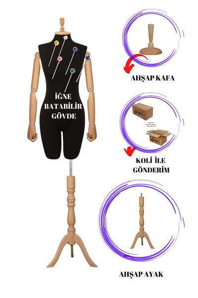 Manken İstanbul Size 38 Full Needle Sinkable Wooden Sleeve Trousers - Proofing Manikin Showcase An-01