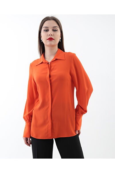LAVİNİST Ipek Turuncu Gömlek