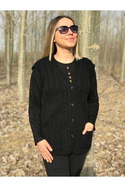 Dinçerler tekstil Women's V-Neck Wool Knitwear Mother Vest