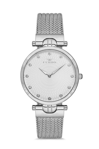 FERRO Silver Mesh Strap Women's Wristwatch F21149c-a