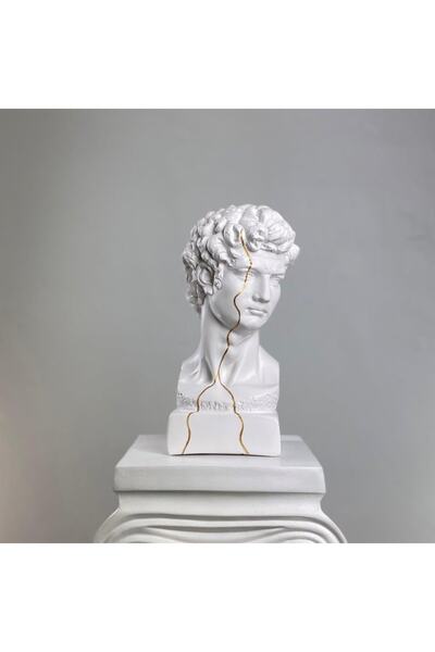 Hedgehog Art White David Gold Streak Heykel Özel Tasarım Dekoratif Heykel