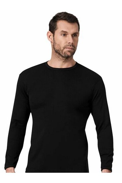 Namaldı Ribana Men's Thin Piping Long Sleeve 121 Black Basic T-shorts