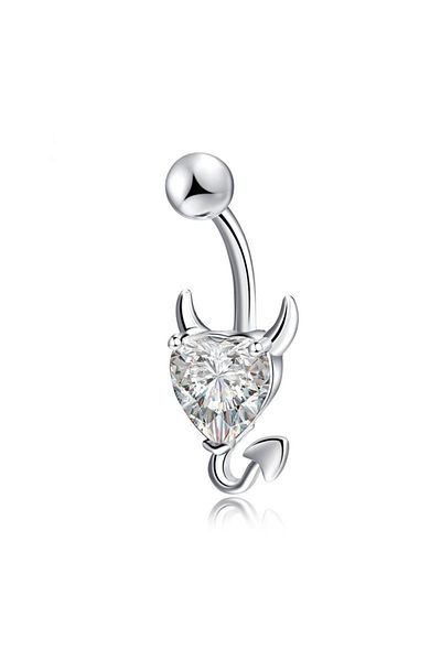 Chavin White Heart Stone Devil Steel Belly Piercing Dt70by