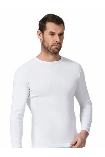 Namaldı Ribana Men's Thin Piping Long Sleeve 121 White Basic T-shorts