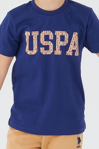 U.S. Polo Assn. Baza. Polo Assn Small Writing Pattern Blue Boy Bermuda Costum