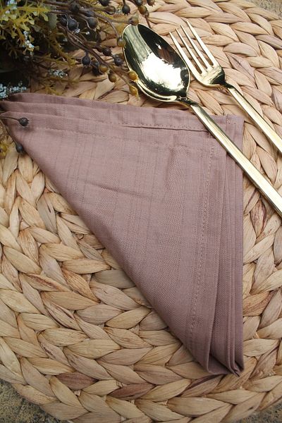 Emtory Home 6 Συσκευασία ριγέ καφέ βαμβακερό ύφασμα σερβιρίσματος χαρτοπετσέτας