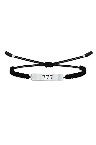 alberaccessories 925 Ayar Gümüş Tasarım Siyah Ip Örgü (777 Mucizeler Benimle)...