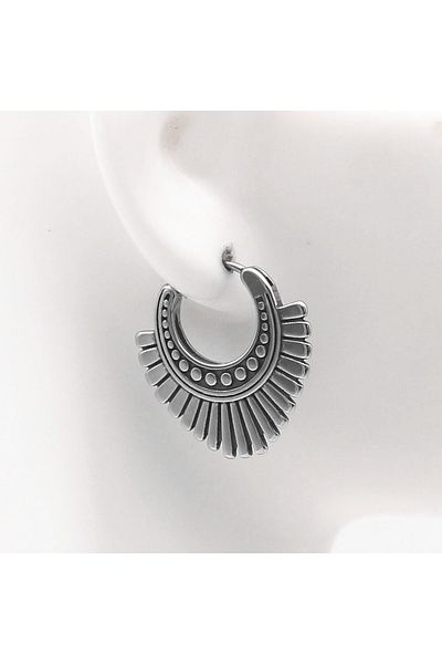 Viking Aztec Design Big Hoop Drop Design Vintage Snap-on 316l Steel Men's Earrings