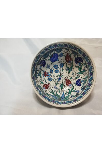 Su Sanat Evi El Yapımı Kırmızı Laleli Desen 20 Cm Kütahya Çini Kase