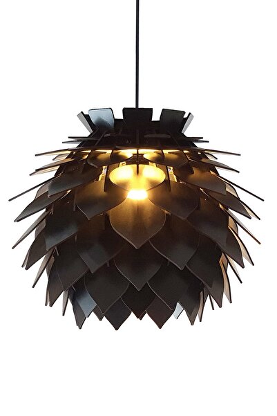 Design OTTO Lotus Dekoratif Avize Sarkıt Abajur Lambader Şapkası Siyah